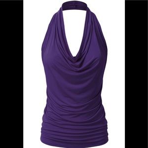 Halter Neck Draped Front, Sexy Backless Tank Top